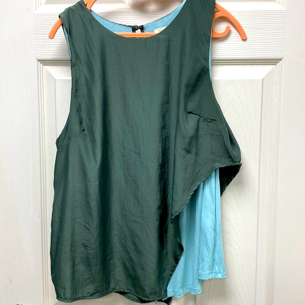 BORDEAUX SLEEVELESS ASYMMETRICAL BLOUSE TOP SIZE L